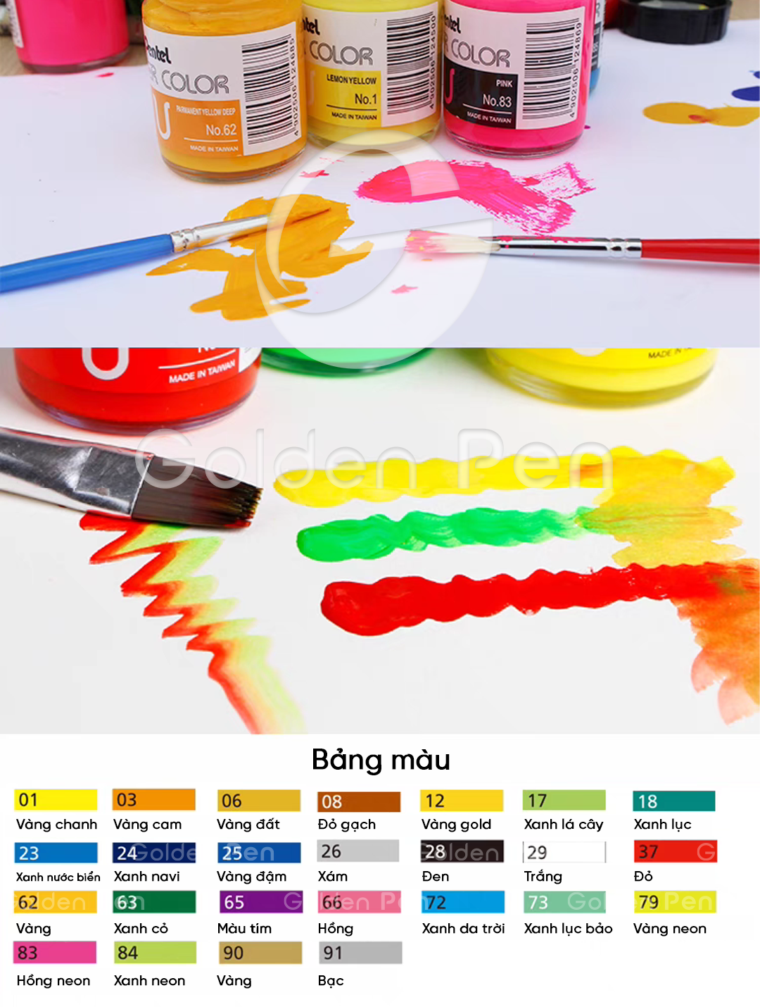 Mô tả Màu Poster Pentel WPU – Màu Vẽ Pentel 30ml Tươi Sáng, Dễ Pha Chồng Màu, Vẽ Đa Chất Liệu - 3