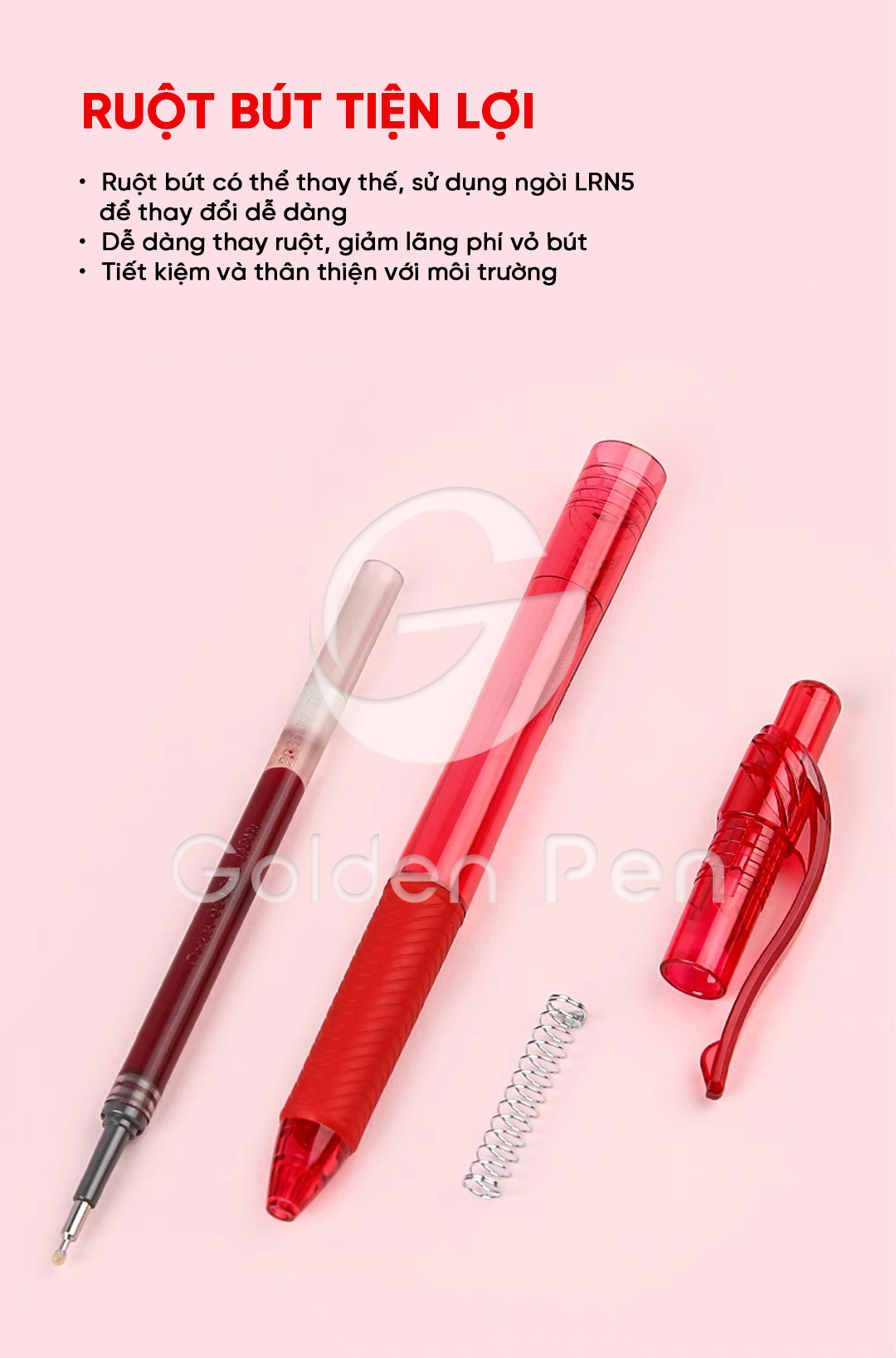 Mô tả Bút Gel Bấm Pentel BLN105 – Nét Mượt, Nhanh Khô, Ngòi 0.5mm – Bút Bi Nước Nhiều Màu Cho Học Sinh - 8