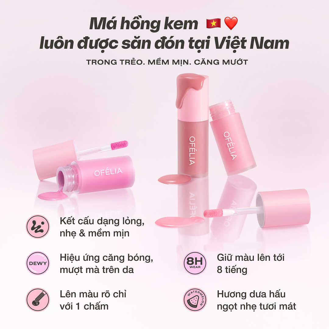Mô tả Má Hồng Kem OFÉLIA Lolli Liquid Blush (4.6g) - 2