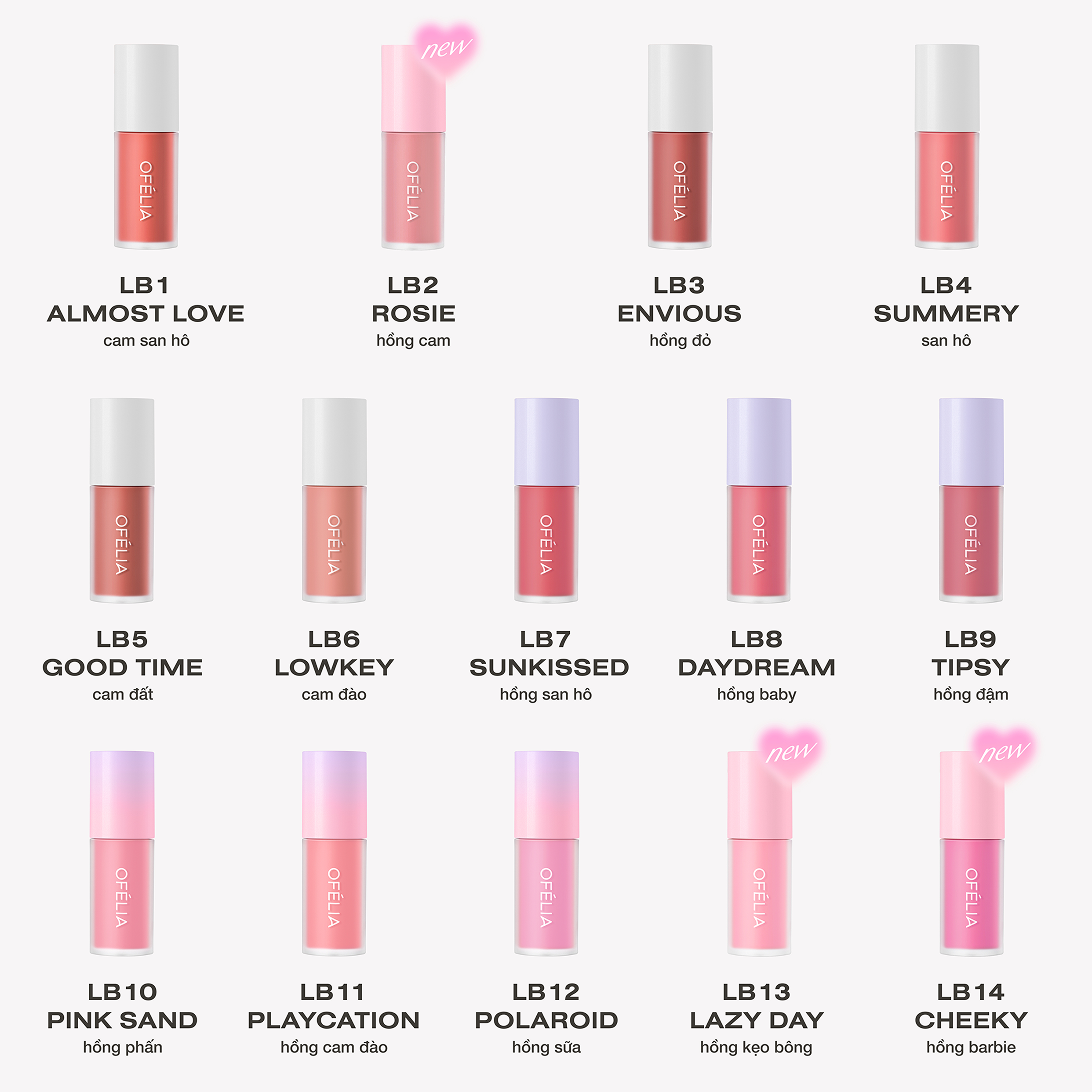 Mô tả Má Hồng Kem OFÉLIA Lolli Liquid Blush (4.6g) - 9