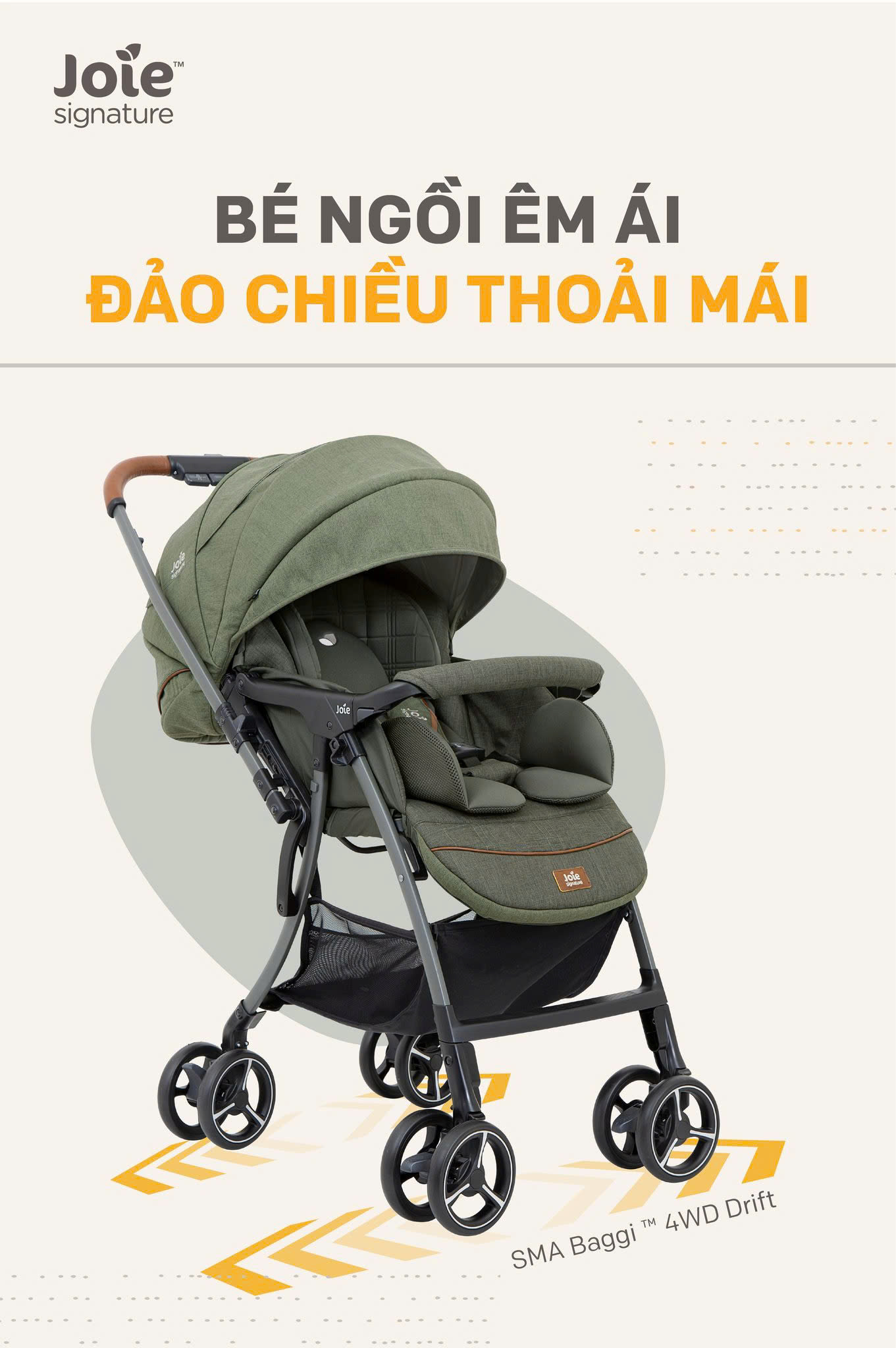 Mô tả Xe đẩy cho bé Joie SMA Baggi 4WD Drift Carbon | Xe đẩy em bé gấp gọn có thể đảo chiều tay cầm - 1