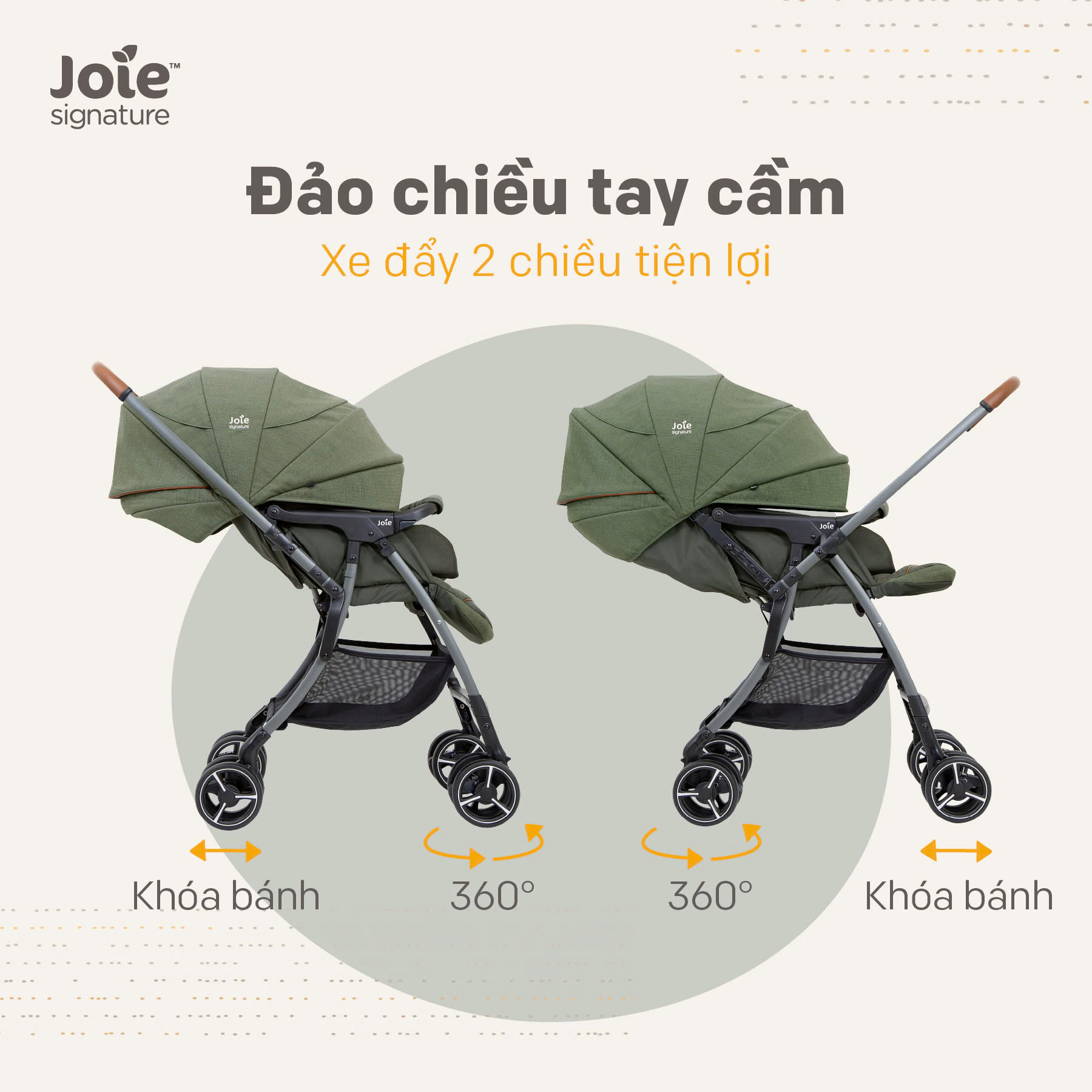 Mô tả Xe đẩy cho bé Joie SMA Baggi 4WD Drift Carbon | Xe đẩy em bé gấp gọn có thể đảo chiều tay cầm - 4