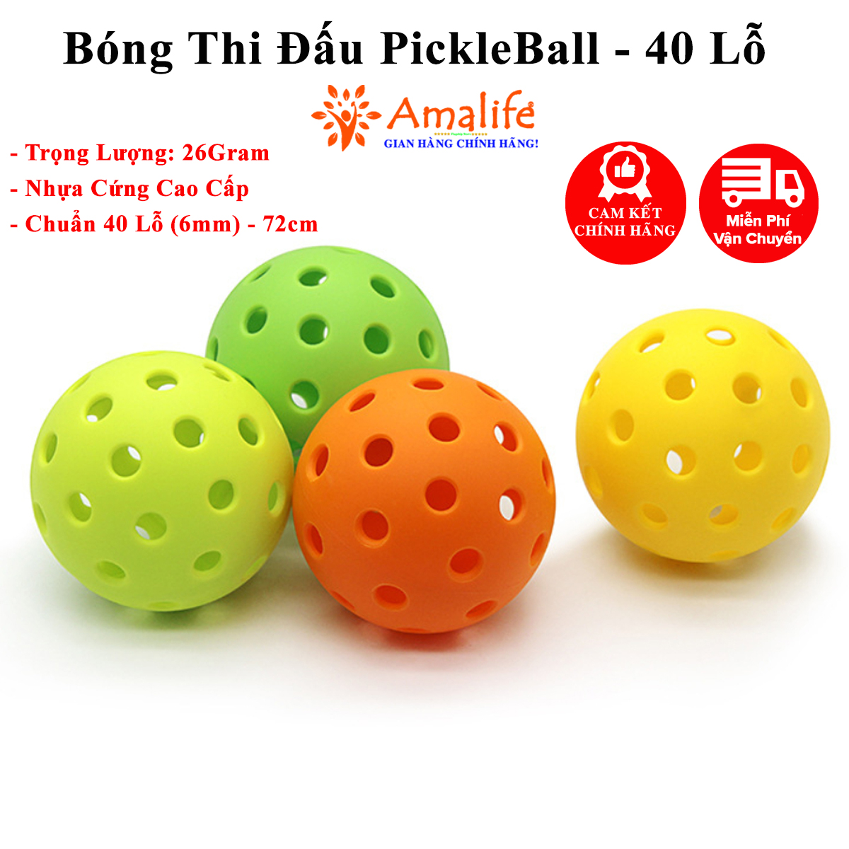 Bóng Pickleball Amalife 40 Lỗ