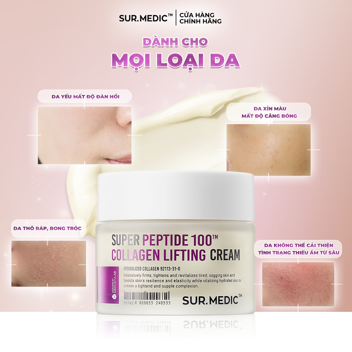 Mô tả Kem Dưỡng Phục Hồi và Trẻ Khoẻ Da SURMEDIC Super Peptide 100tm Collagen Lifting Cream 50ml - 5