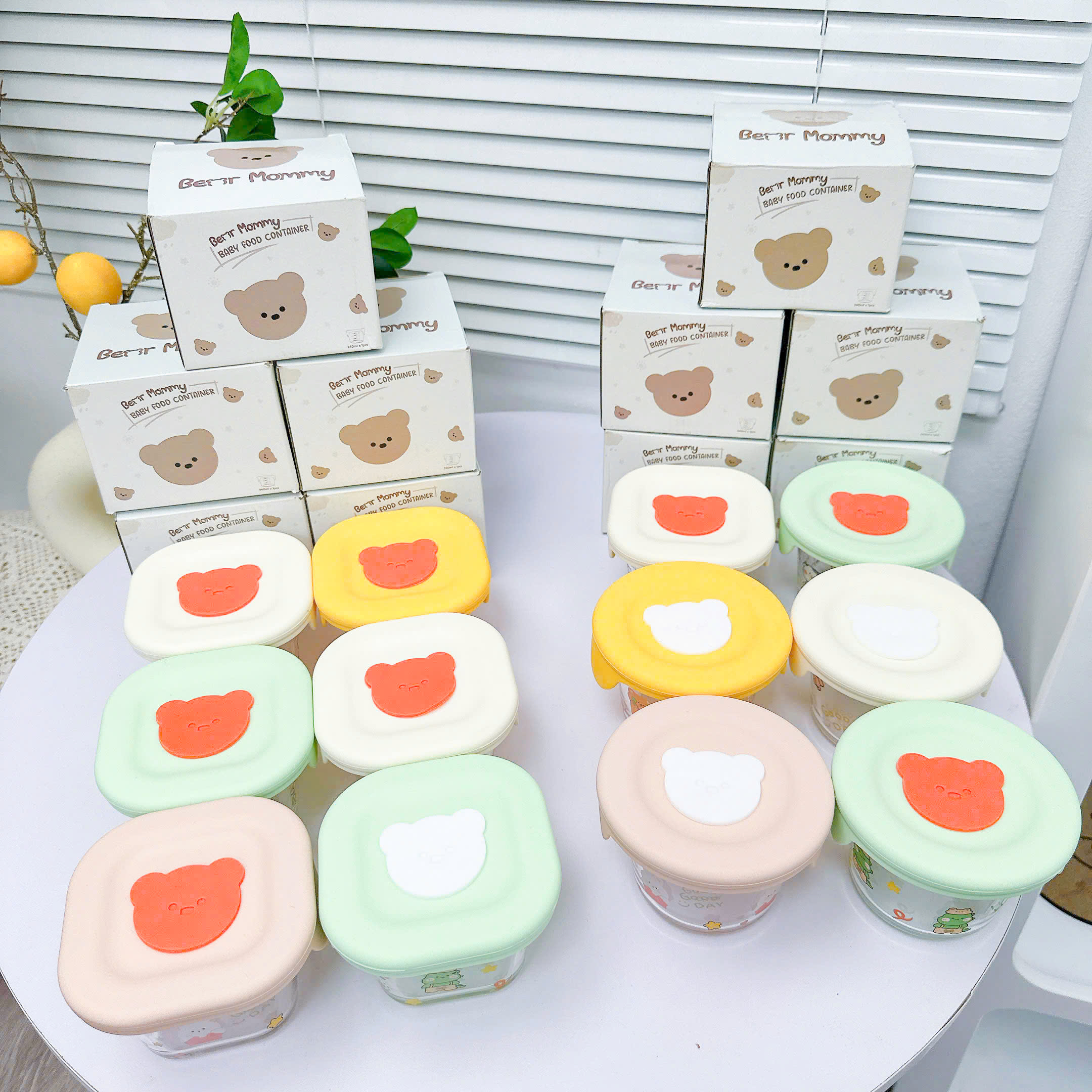 Mô tả Hũ thủy tinh trữ đông đồ ăn dặm cho bé KidAndMom Bear Mommy có nắp đậy slicon,vạch chia ml tiện lợi chứa tới 240ml - 5