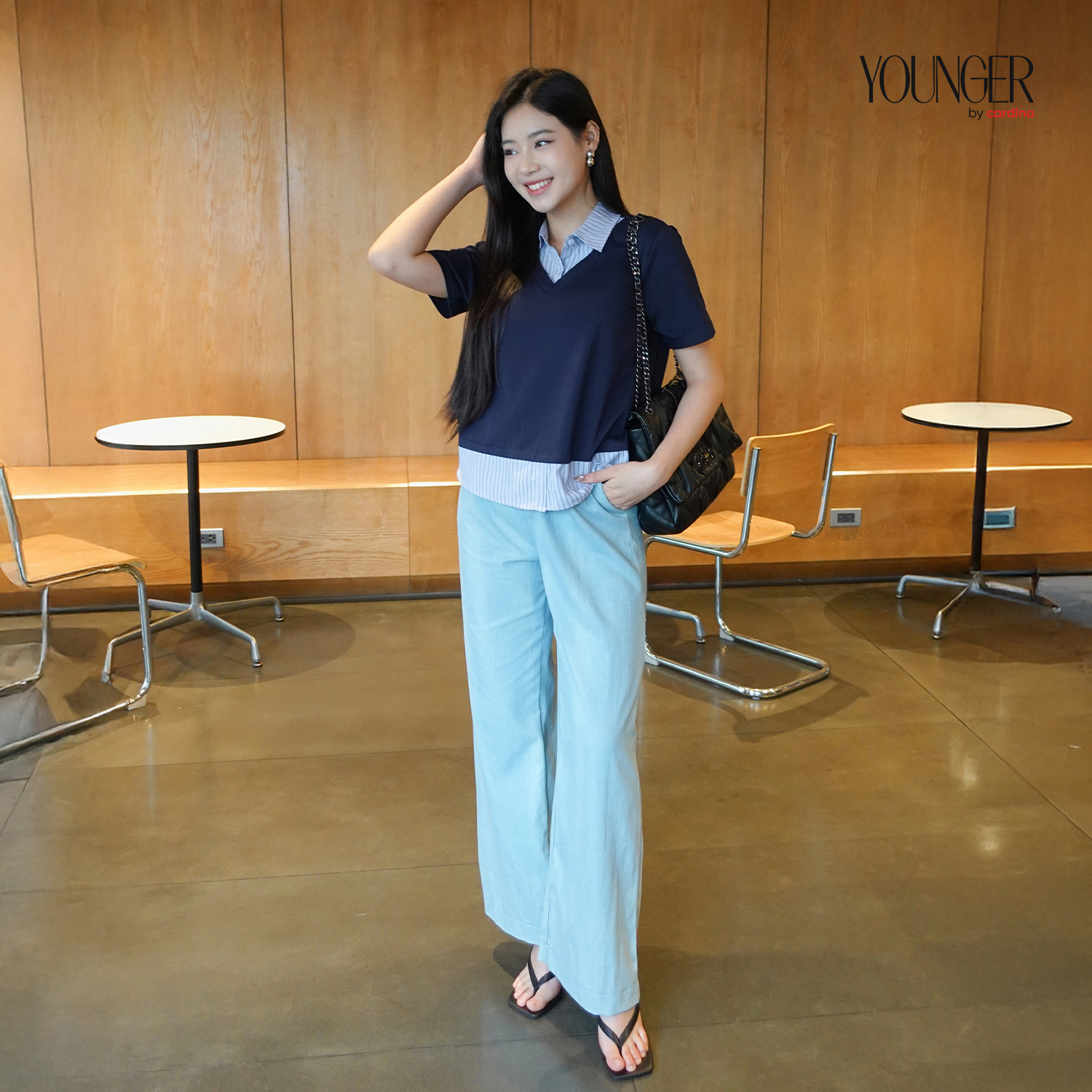 Mô tả Áo nữ Younger by CARDINA chất liệu cotton phối cổ kẻ sơ mi 5YATC03 - 4