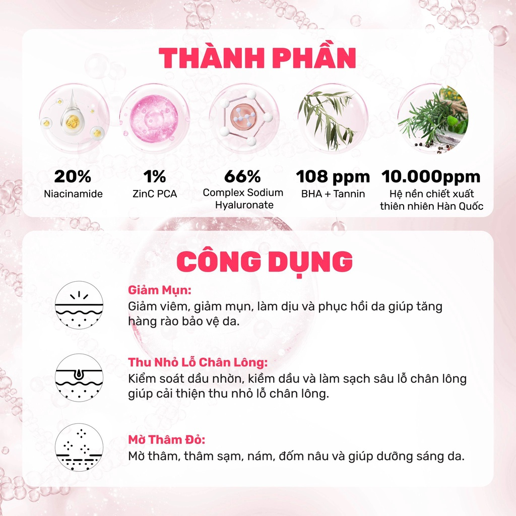 Mô tả Bộ Đôi Kiềm Dầu, Ngừa Mụn, Thu Nhỏ LCL Serum Niacinamide 20% 30ml, Mặt Nạ Đất Sét Derladie Vegan Pink Clay Mask - 1