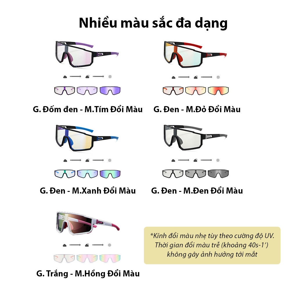 Mô tả Kính Thể Thao Chống Gió Bụi Nước Mưa AORON Đạp Xe Vận Động Ban Ngày Ban Đêm Chống Tia UV400 Đổi Màu Đa Dạng AK189 - 5