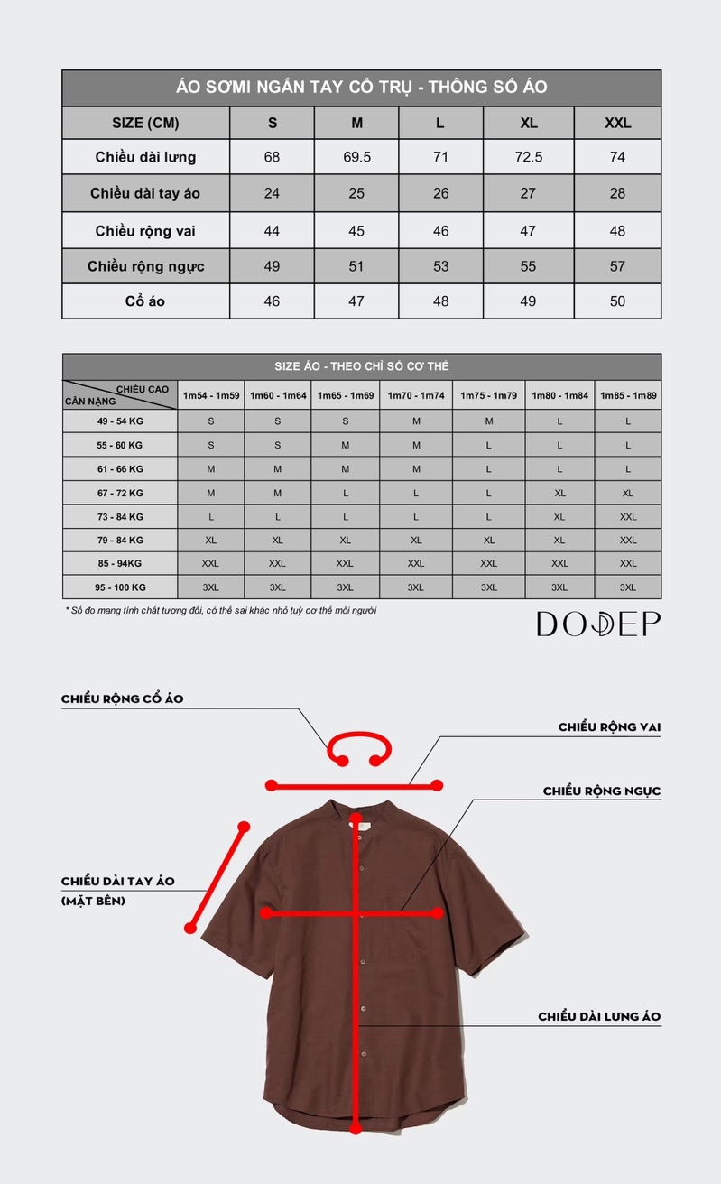 Mô tả DODEP Áo sơmi nam cổ trụ 100% linen premium tay ngắn - 1