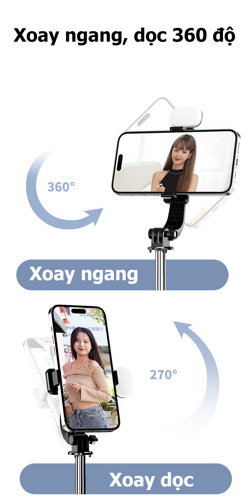 Gậy chụp ảnh 3 chân selfie 1M75 HOLOCOM