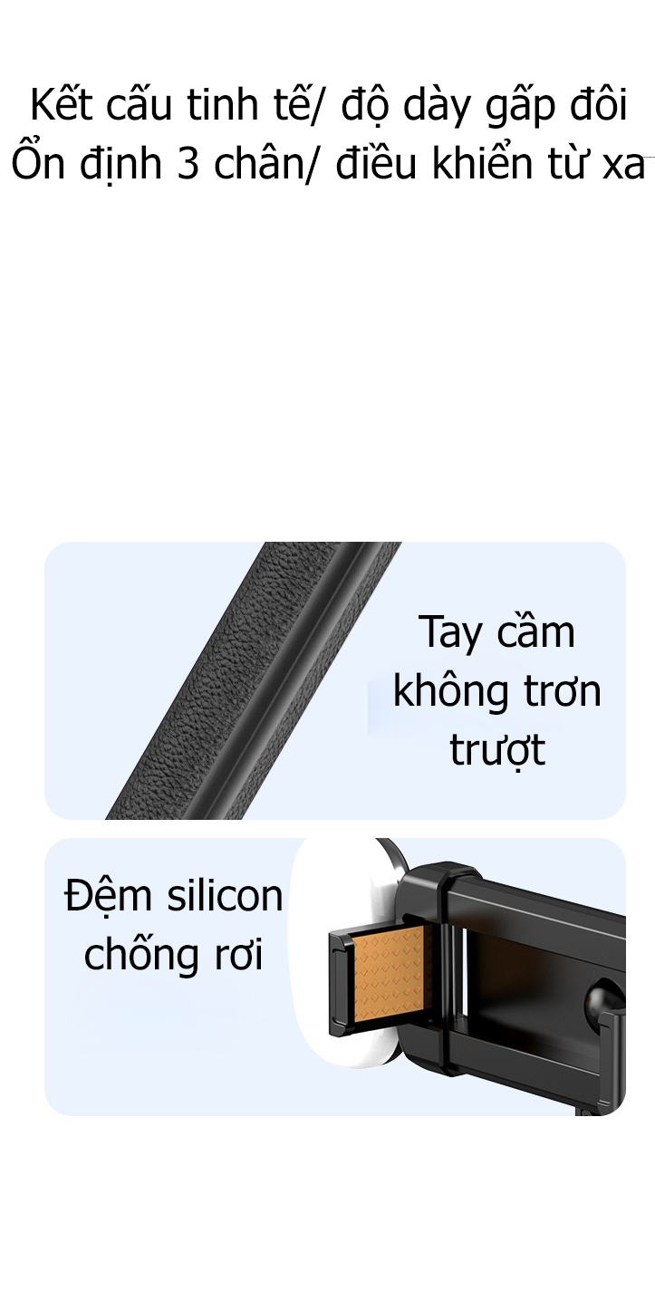 Mô tả Gậy chụp ảnh 3 chân selfie 1M75 kiêm tripod điện thoại quay video livestream có điều khiển từ xa - HOLOCOM - 11