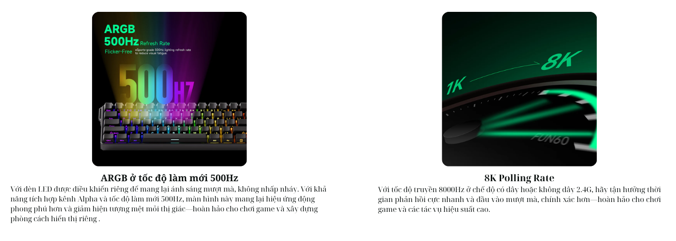 Mô tả Bàn phím cơ MonsGeek FUN60 Pro SP Black Akko Glare Magnetic Switches Tri-Mode - 5