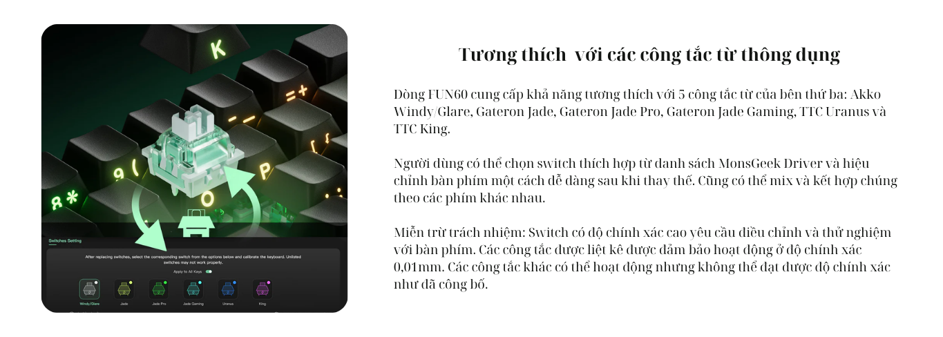 Mô tả Bàn phím cơ MonsGeek FUN60 Pro SP Black Akko Glare Magnetic Switches - 1 chế độ kết nối dây 8K - 3