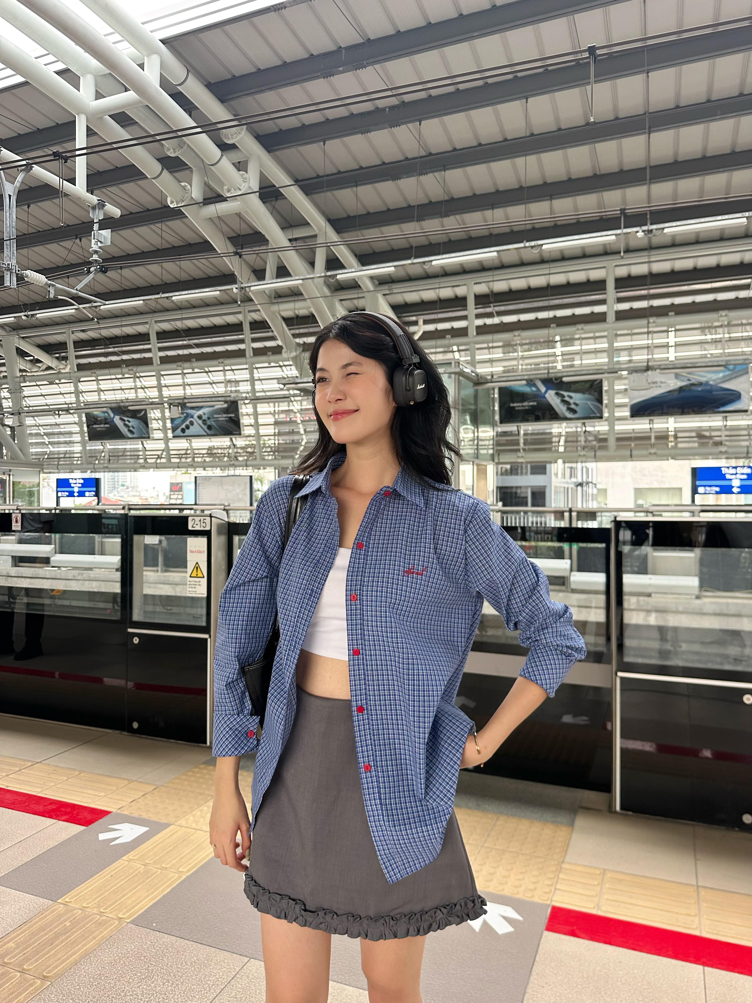 Mô tả Sơ mi nữ kẻ sọc tay dài VMSTYLE Áo tay dài dáng rộng SMU00254 - 2