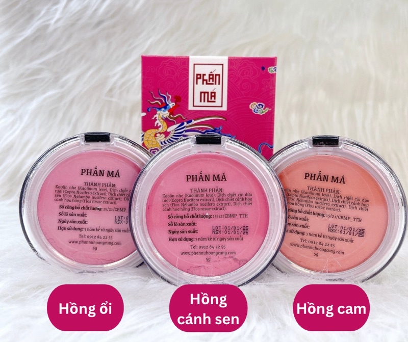 Mô tả Phấn Má Hồng dạng bột Phấn Nụ Hoàng Cung màu hồng cánh sen/ hồng ổi/ hồng cam 5g - 1