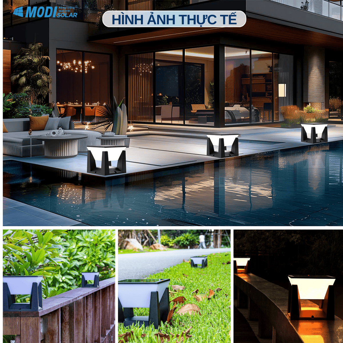 Mô tả Đèn Trụ Cổng Năng Lượng Mặt Trời MODI SOLAR, Đèn LED Hàng Rào Sân Vườn Ngoài Trời Chống Nước - 6