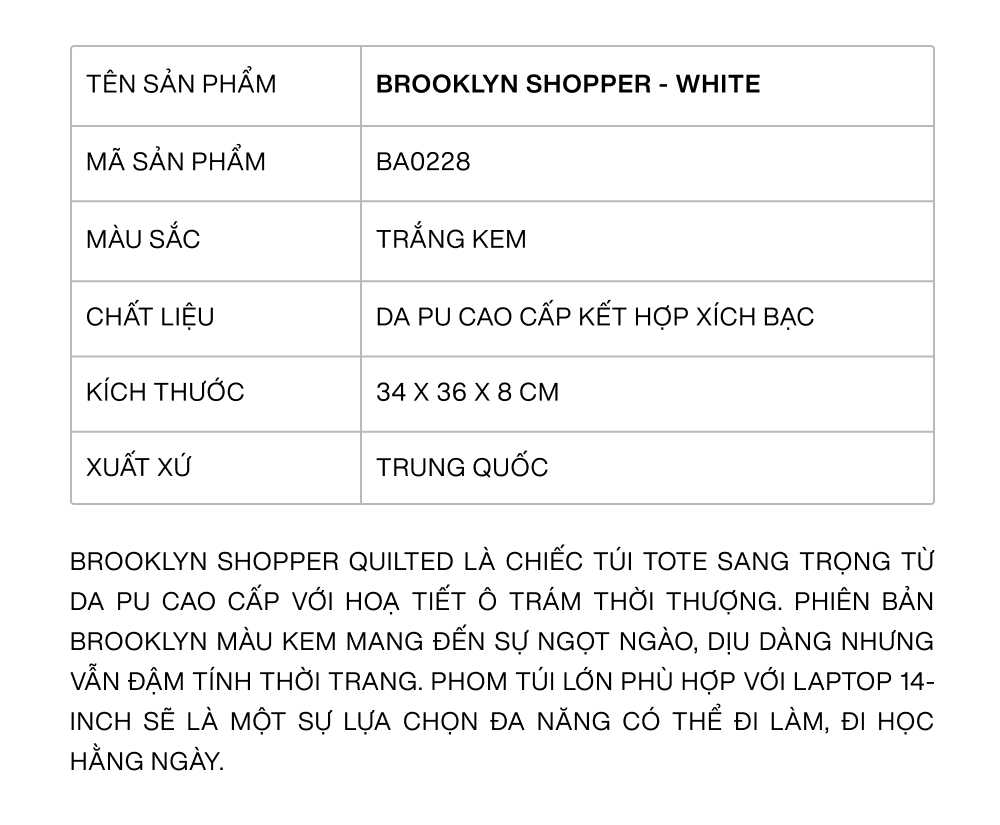 Mô tả Túi xách Floralpunk Brooklyn Shopper - Quilted - White - 4