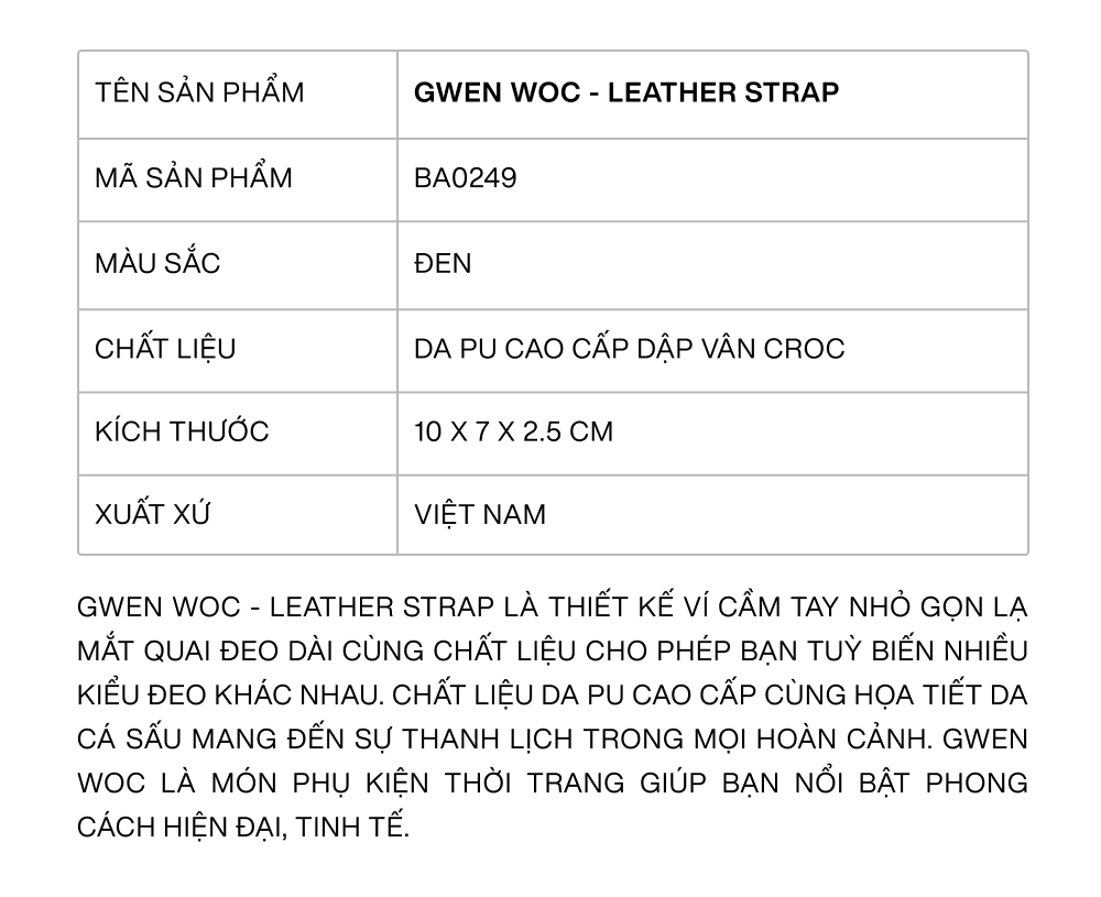 Mô tả Ví Đeo Chéo Gwen Woc Floralpunk - Mini Bag Da PU Cao Cấp, Đựng AirPods, Chìa Khóa & Thẻ ATM - 4