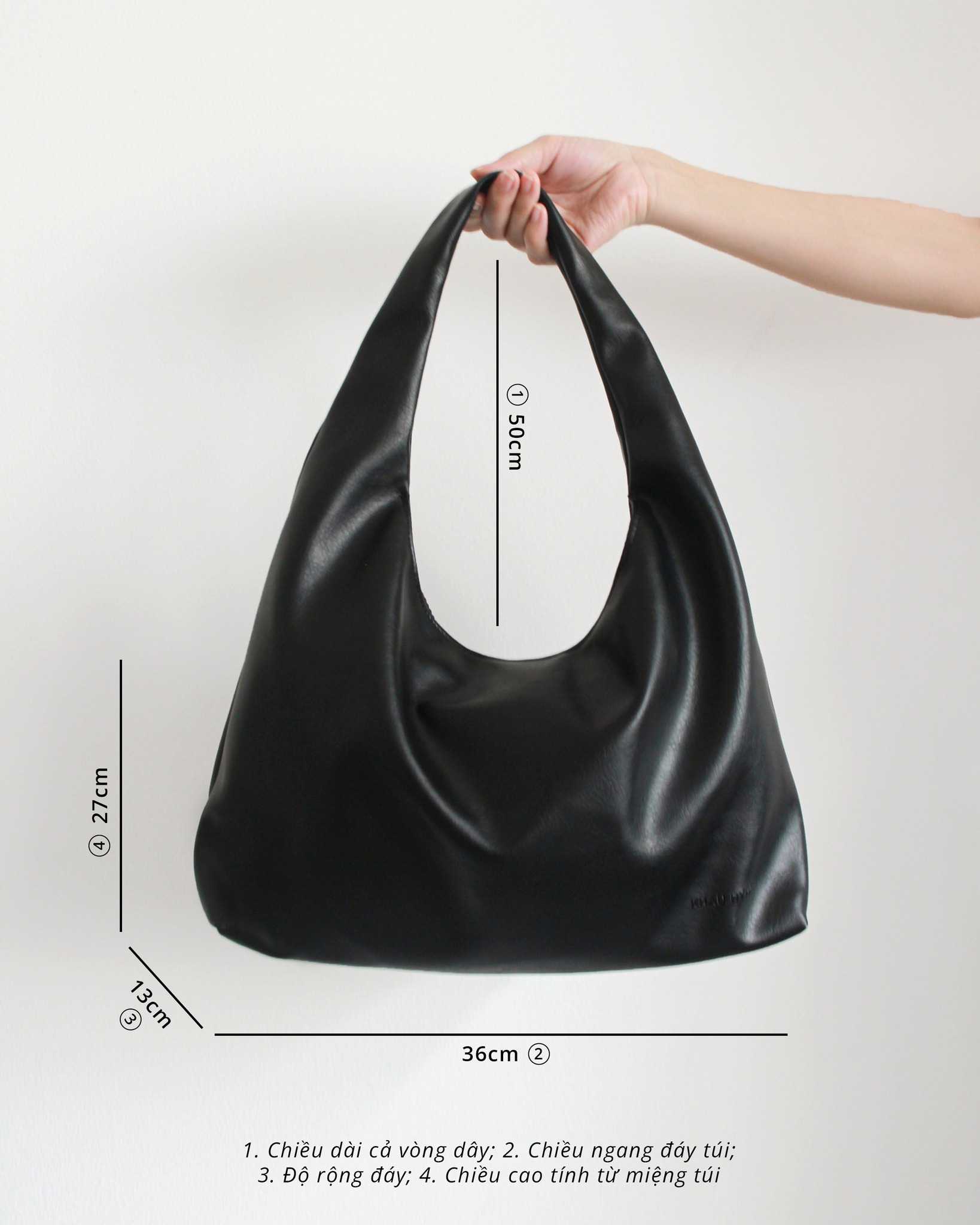 Mô tả Túi tote da MIDORI đeo vai, có thể đựng vừa Laptop 14inch KHÂU BY CQ - 1