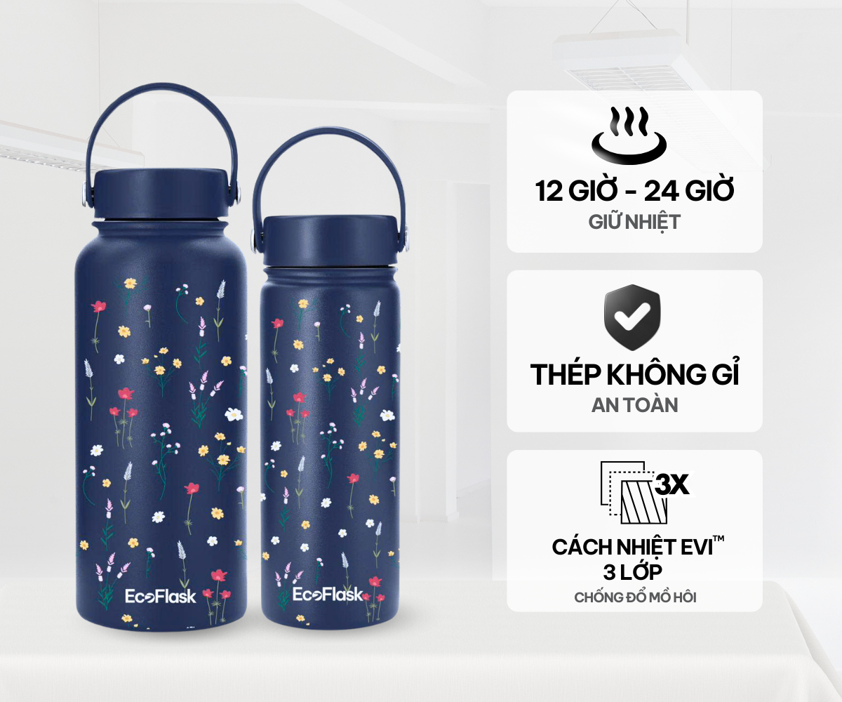 Mô tả Bình giữ nhiệt EcoFlask 1000ml/550ml thiết kế Chuyện Sen cao cấp chính hãng, inox 304, bảo hành 3 năm - 2