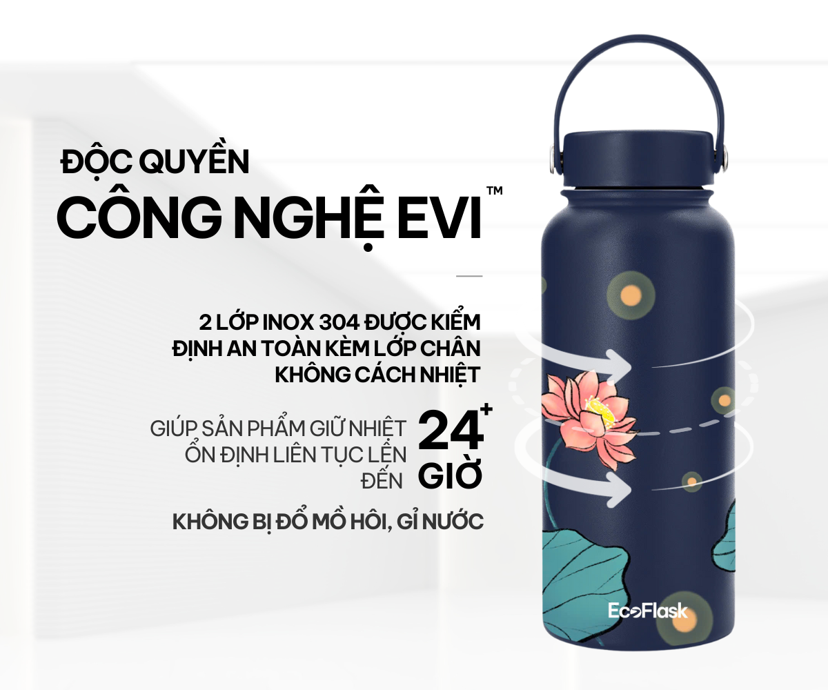 Mô tả Bình giữ nhiệt EcoFlask 1000ml/550ml thiết kế Hạ Trắng cao cấp chính hãng, inox 304, bảo hành 3 năm - 3