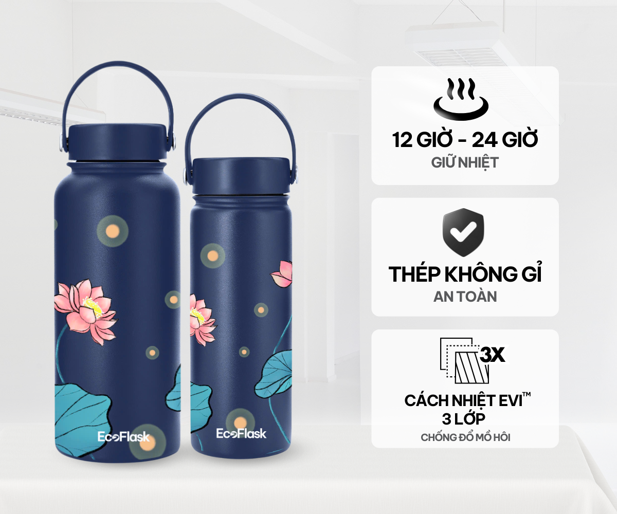 Mô tả Bình giữ nhiệt EcoFlask 1000ml/550ml thiết kế Hạ Trắng cao cấp chính hãng, inox 304, bảo hành 3 năm - 2