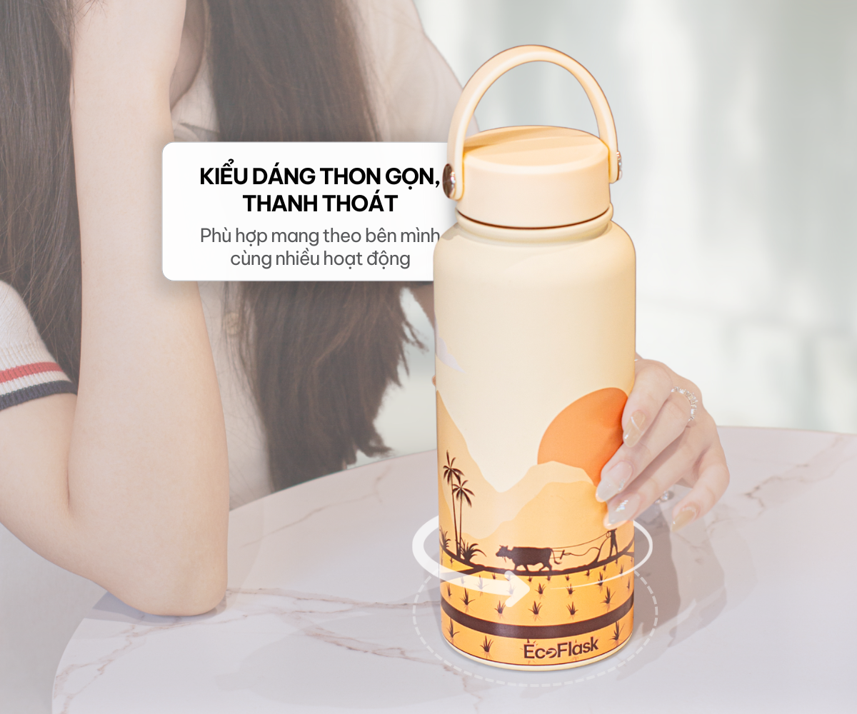 Mô tả Bình giữ nhiệt EcoFlask 550ml/1000ml thiết kế hoạ tiết Chợ Nổi - Bình giữ nhiệt cao cấp chính hãng, inox 304 - 8