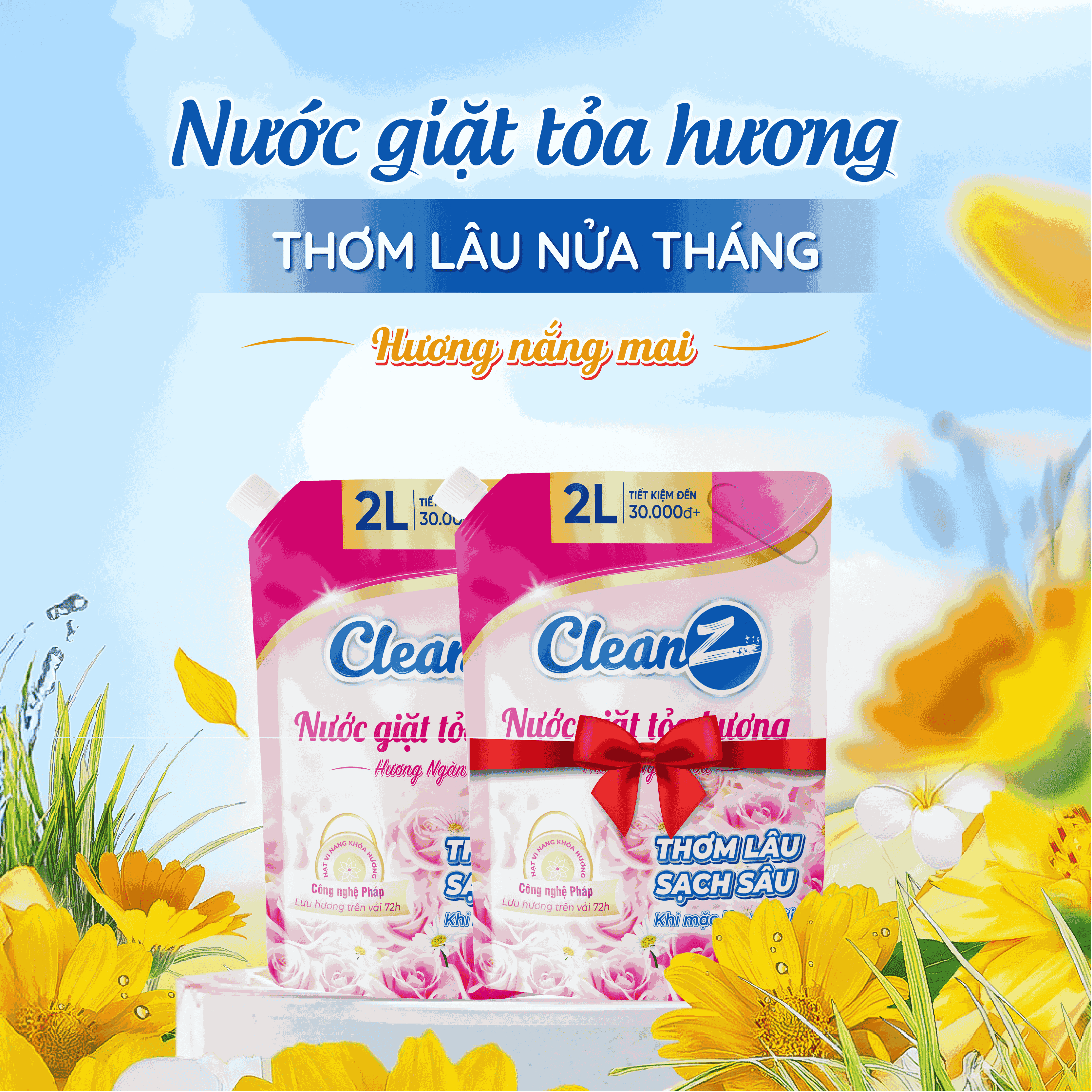Mô tả Nước giặt xả tỏa hương CleanZ đánh bay vết bẩn, hương thơm mềm mại 2L (Túi) - 1