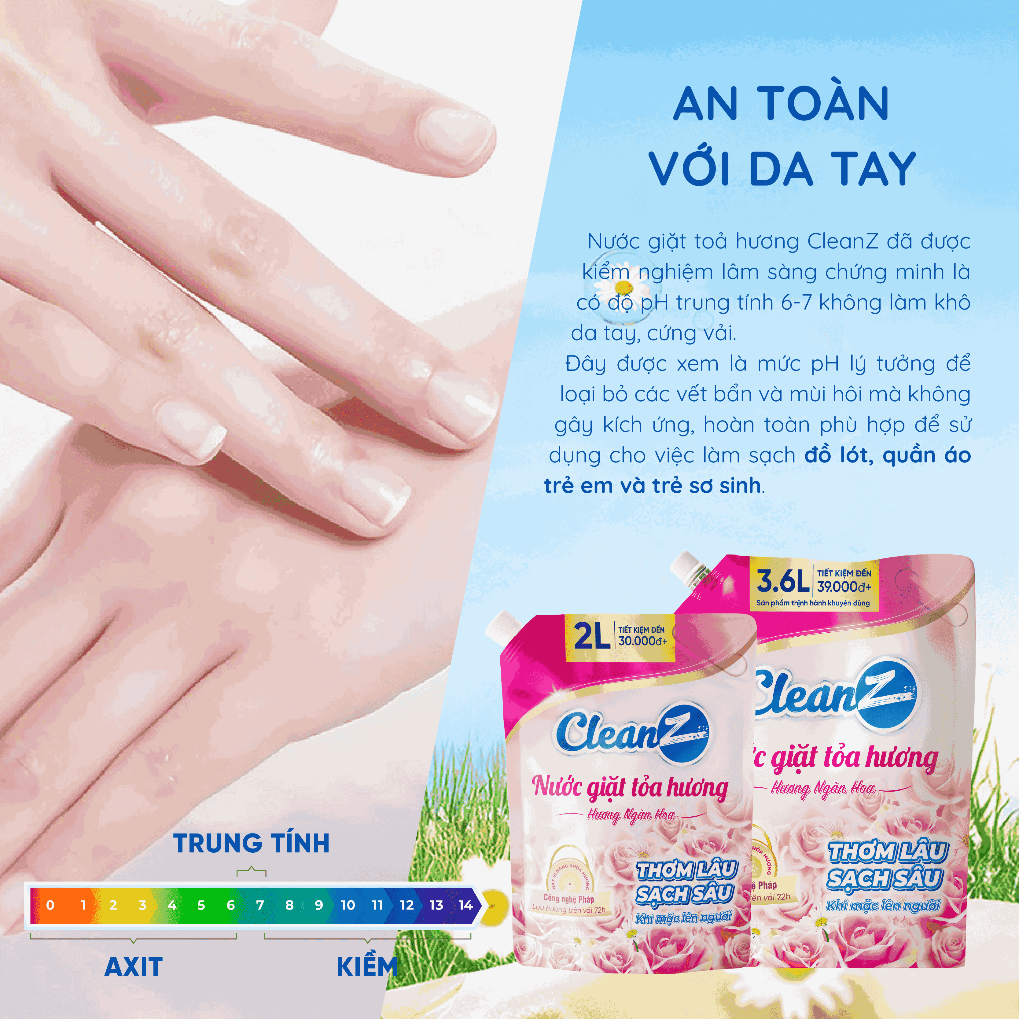Mô tả Nước giặt xả tỏa hương CleanZ đánh bay vết bẩn, hương thơm mềm mại 2L (Túi) - 5
