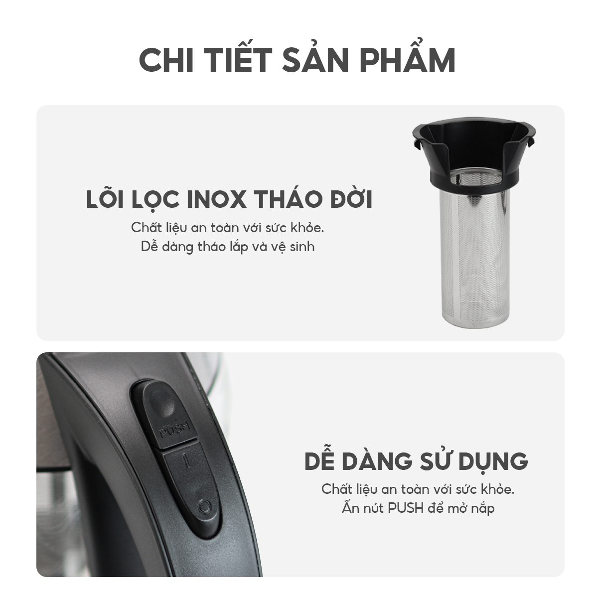Mô tả Ấm siêu tốc 1.8 lít bình thủy tinh LEBENLANG từ Đức gồm lõi lọc trà bằng inox, bảo hành 2 năm - LBE2819 - 3