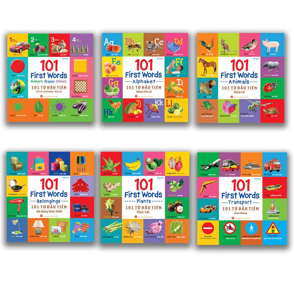 Mô tả Sách: 101 Từ Đầu Tiên (Thực  Vật - Động Vật - Giao Thông - Bảng Chữ Cái - Đồ Dùng Thân Thiết - Chữ Số Hình Dạng Màu Sắc) - 1