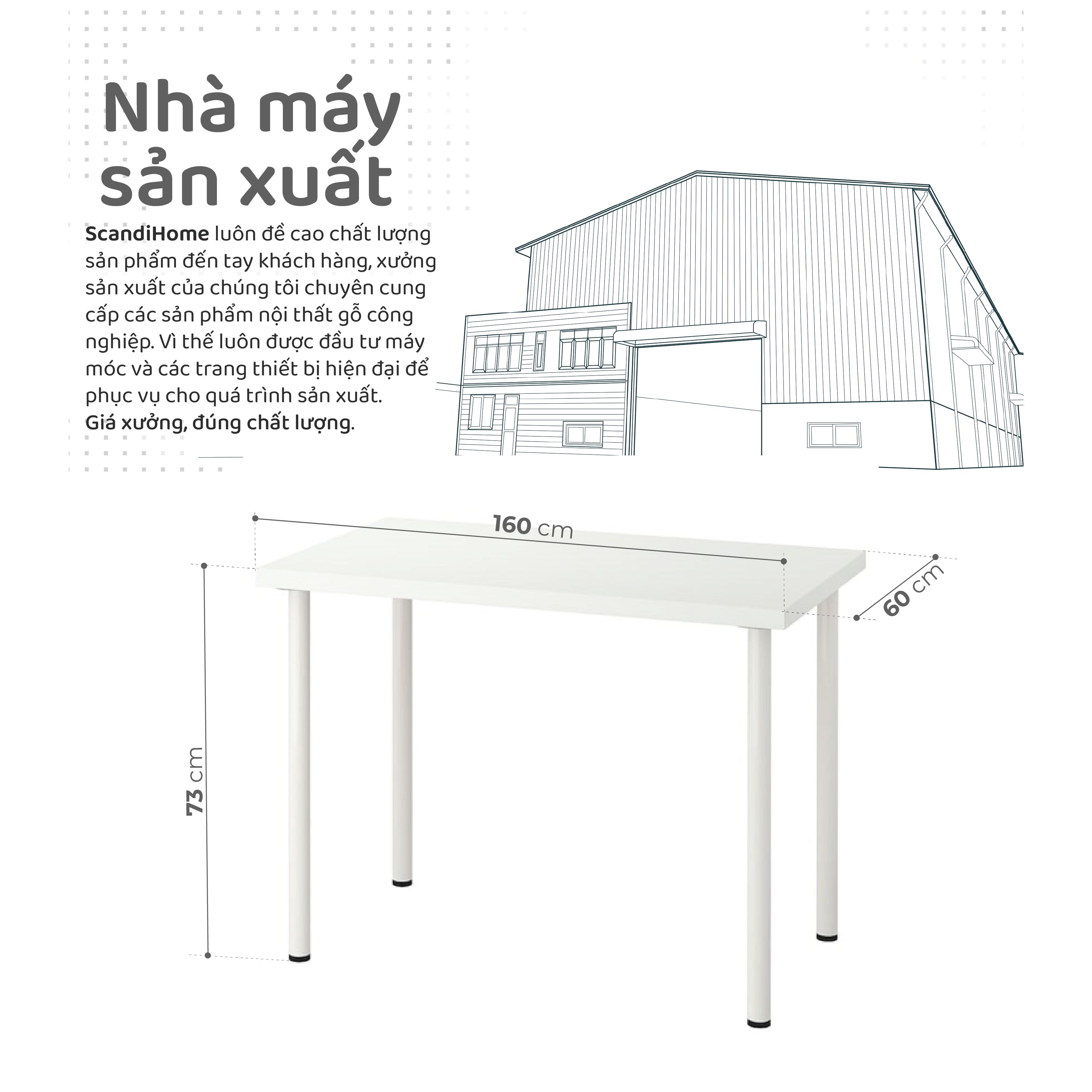 Mô tả OLIVA, Bàn làm việc, bàn học, đa năng tinh gọn DEK_005, 120x60x73cm, bàn gỗ Scandi Home - 1