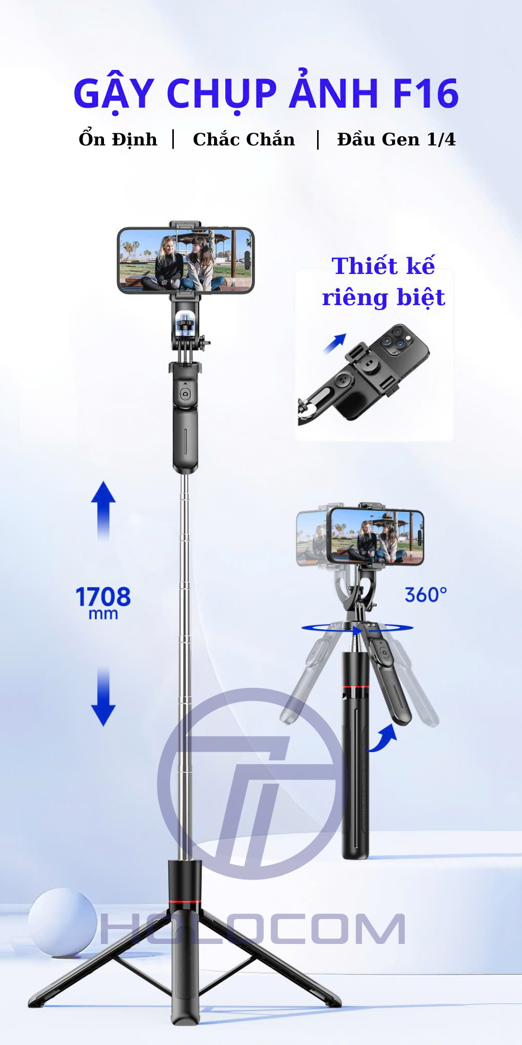 Gậy Chụp Ảnh 3 Chân Selfie F16 - Hình ảnh 2