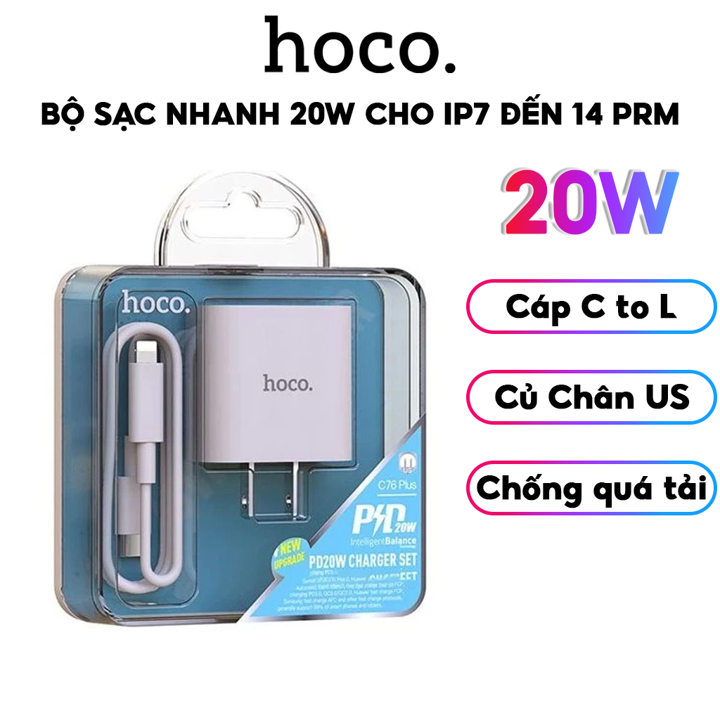 Mô tả Bộ Sạc Nhanh PD 20W Chính Hãng HOCO Cho IP 7-8-X-Xr-Xs-Xsm-11-12-13-14-15-Pro-Plus-Promax - Không Nóng Máy, Không Đơ - 1