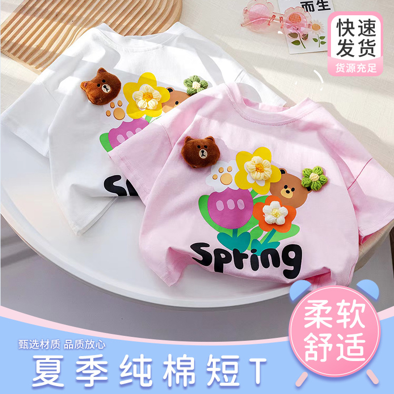 Mô tả Áo Thun Tay Ngắn Họa Tiết Hình Vẽ Cho Bé Gái 1-11 Tuổi MINTSCLOSET Quảng Châu - AR8425 - 1