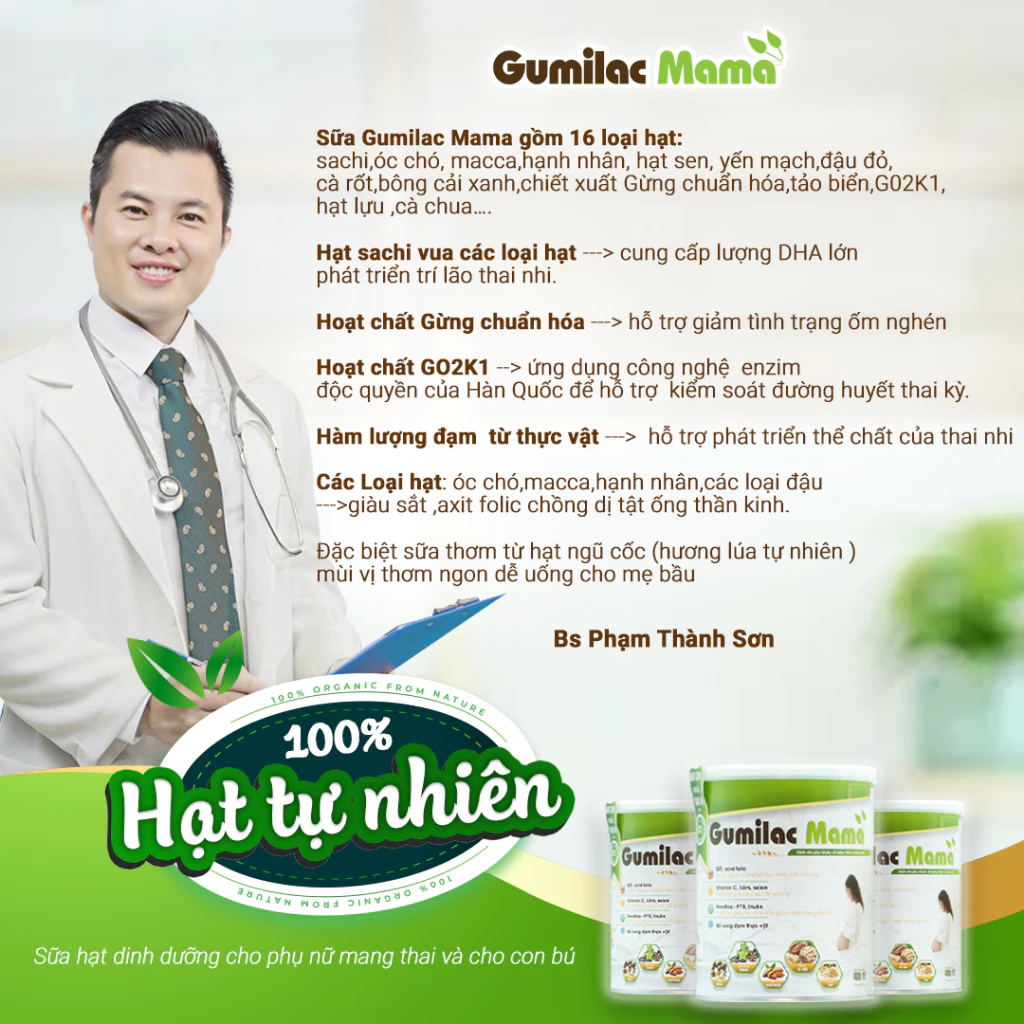 Mô tả Sữa Hạt Gumilac Mama Bổ Sung 28 Loại Vitamin Khoáng Chất, Giúp Mẹ Bầu Khỏe Đề Kháng Tốt Chính Hãng - 4