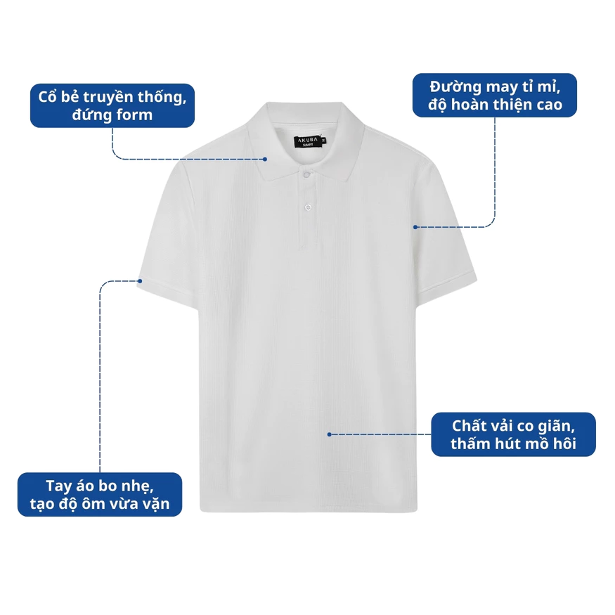 Áo Polo AKUBA Trắng Form Slimfit