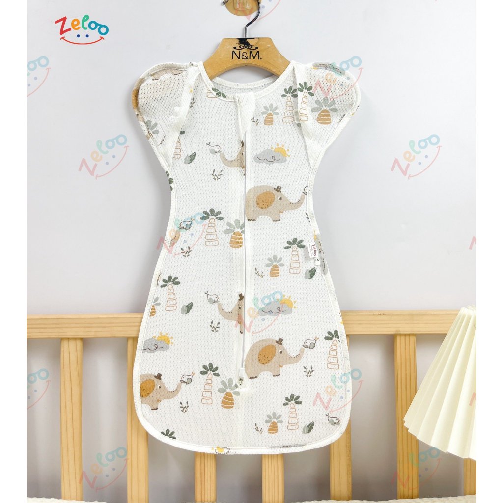 Mô tả Nhộng chũn thông hơi IQKAO TAY MỞ chất liệu mềm mại, thoáng mát, co giãn khóa 2 chiều cho bé 3-7kg Zeloo - 3