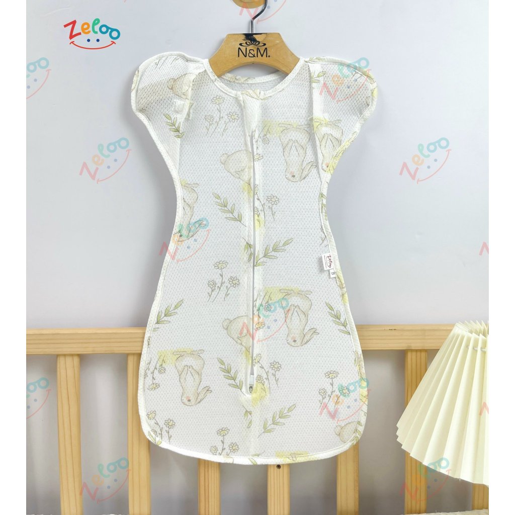 Mô tả Nhộng chũn thông hơi IQKAO TAY MỞ chất liệu mềm mại, thoáng mát, co giãn khóa 2 chiều cho bé 3-7kg Zeloo - 5