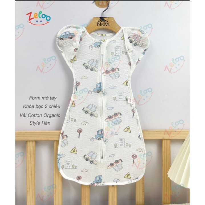 Mô tả Nhộng chũn thông hơi IQKAO TAY MỞ chất liệu mềm mại, thoáng mát, co giãn khóa 2 chiều cho bé 3-7kg Zeloo - 7