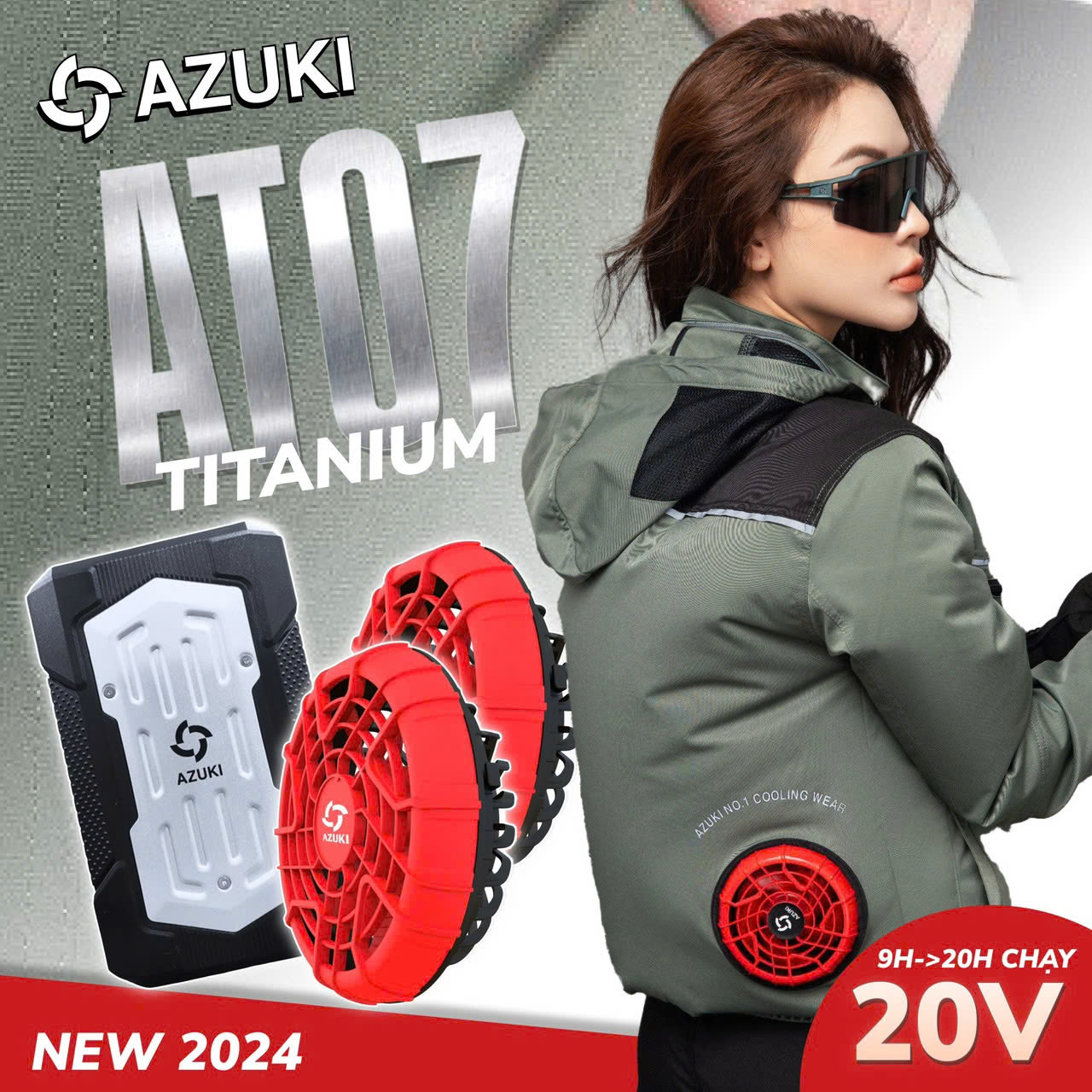 Mô tả Áo Điều Hòa AZUKI TITANIUM AT07 Mới Nhất 2025 Pin 25000mah,Quạt 20V Chống Nước Siêu Mạnh [ BH 12 Tháng ] NIKITO - 2