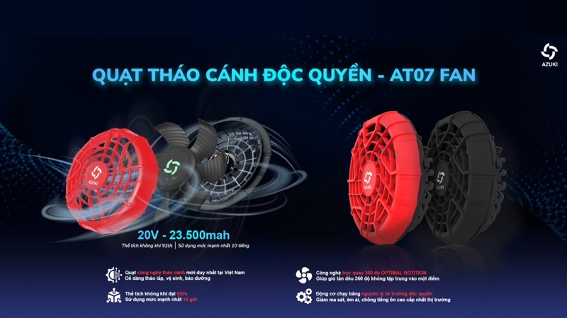 Mô tả Bộ Phụ Kiện AZUKI TITANIUM HOT NHẤT 2025 Dung Lượng Pin 25000mah,Quạt 20V Siêu Đẹp Siêu Bền Bỉ [ BH 12 Tháng ] NIKITO - 5