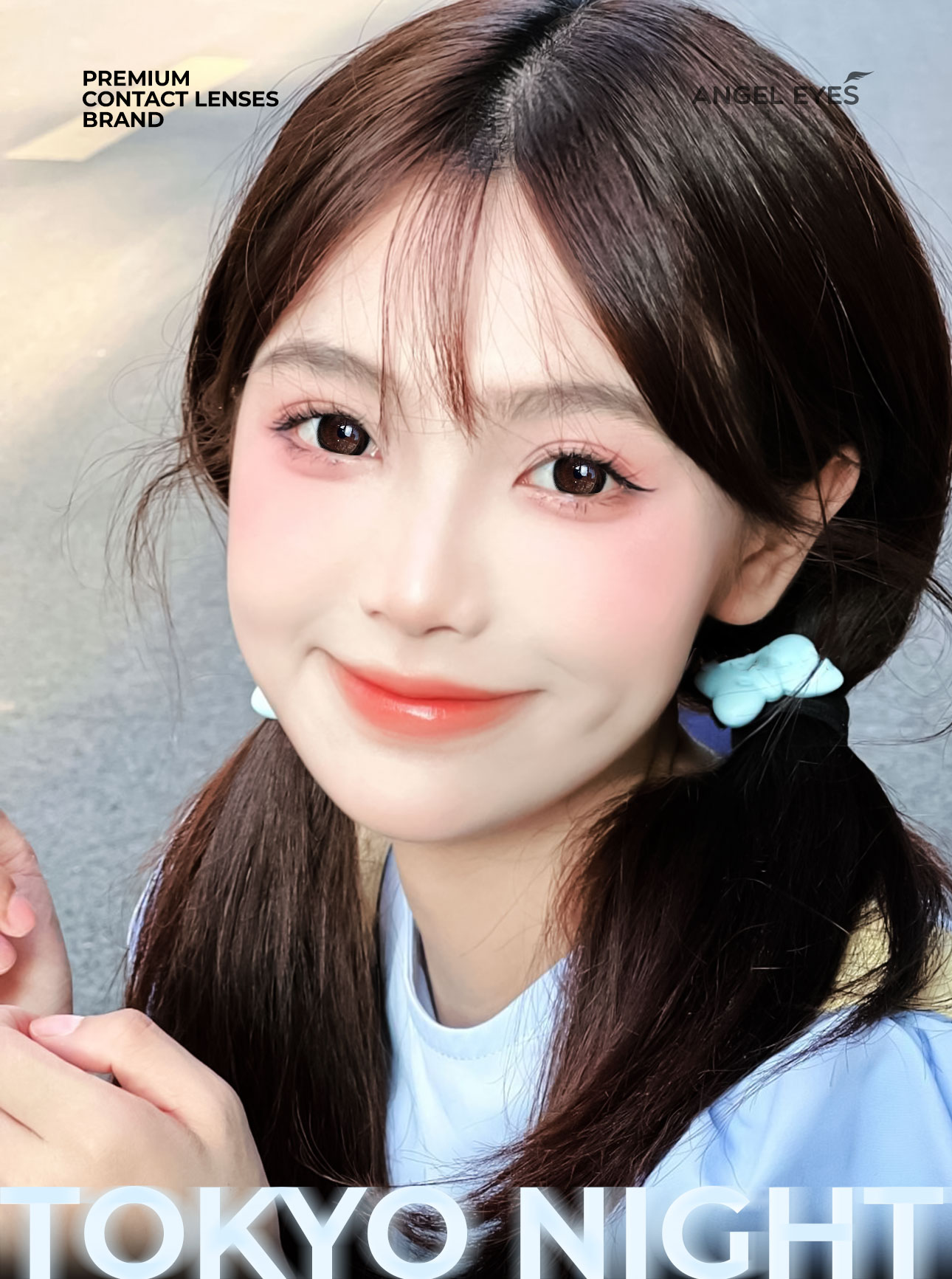 Mô tả Lens đen giãn tròng có độ 0-8 Tokyo Night nhãn hiệu Angel Eyes, kính áp tròng đen tự nhiên đi học đi làm - 1