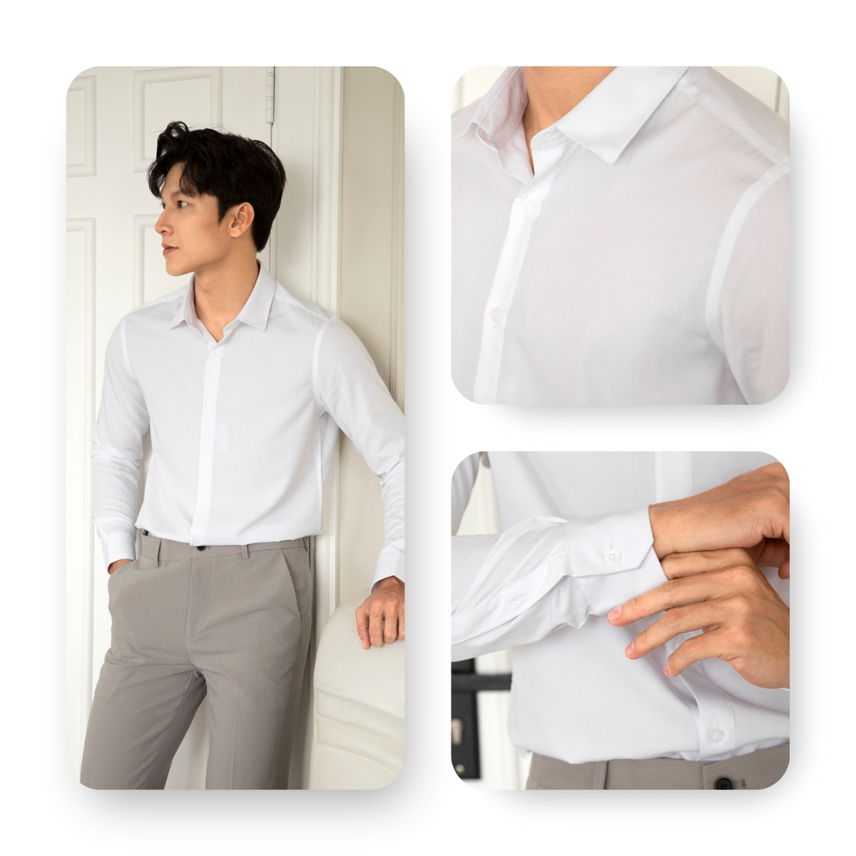 Mô tả Áo sơ mi nam dài tay AKUBA form dáng slimfit ôm nhẹ thanh lịch, hạn chế nhăn, mềm mịn | 01M807 - 2