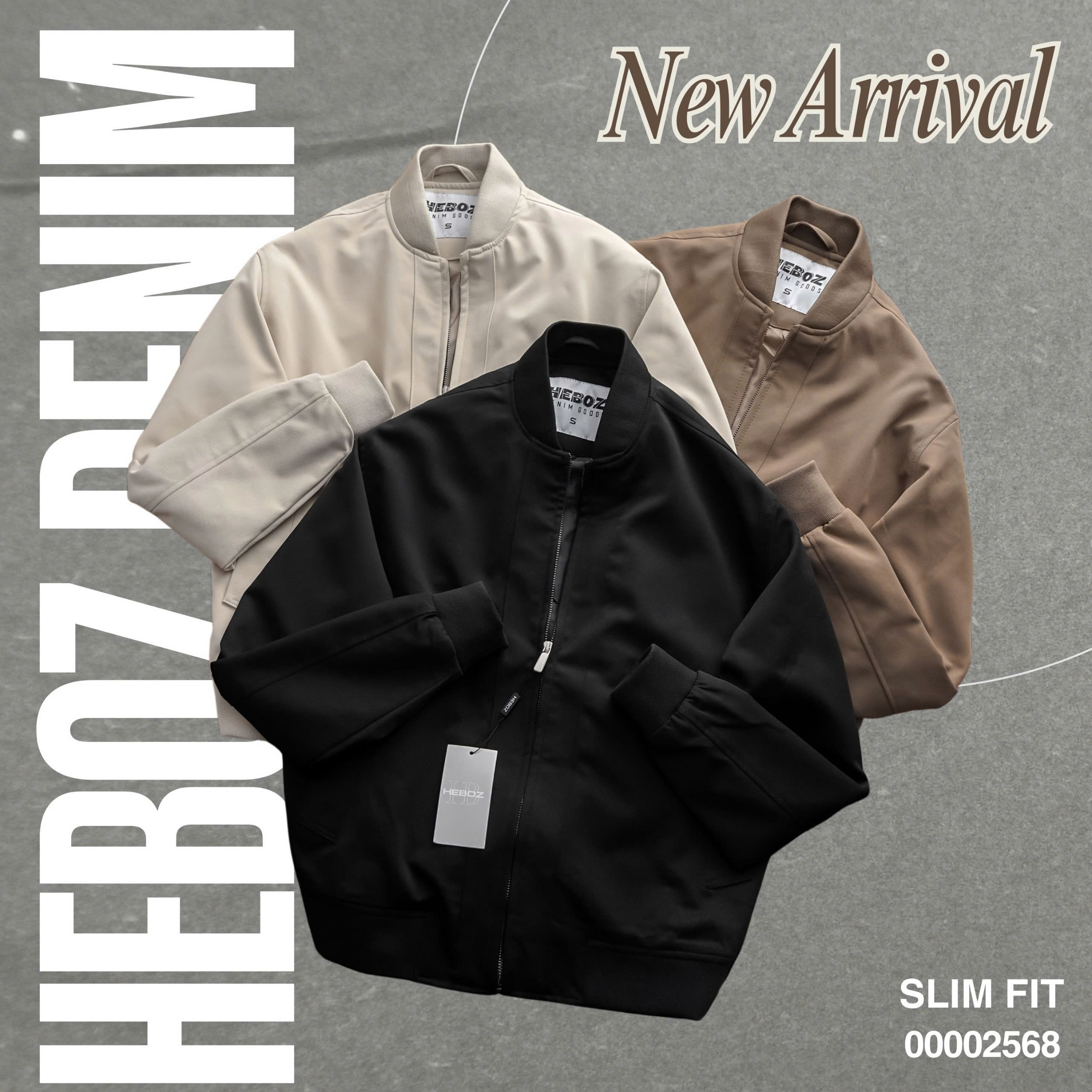 Mô tả Áo khoác bomber kaki Basic25 Heboz 3M, áo khoác trơn dài tay dành cho nam - 00002568 - 1