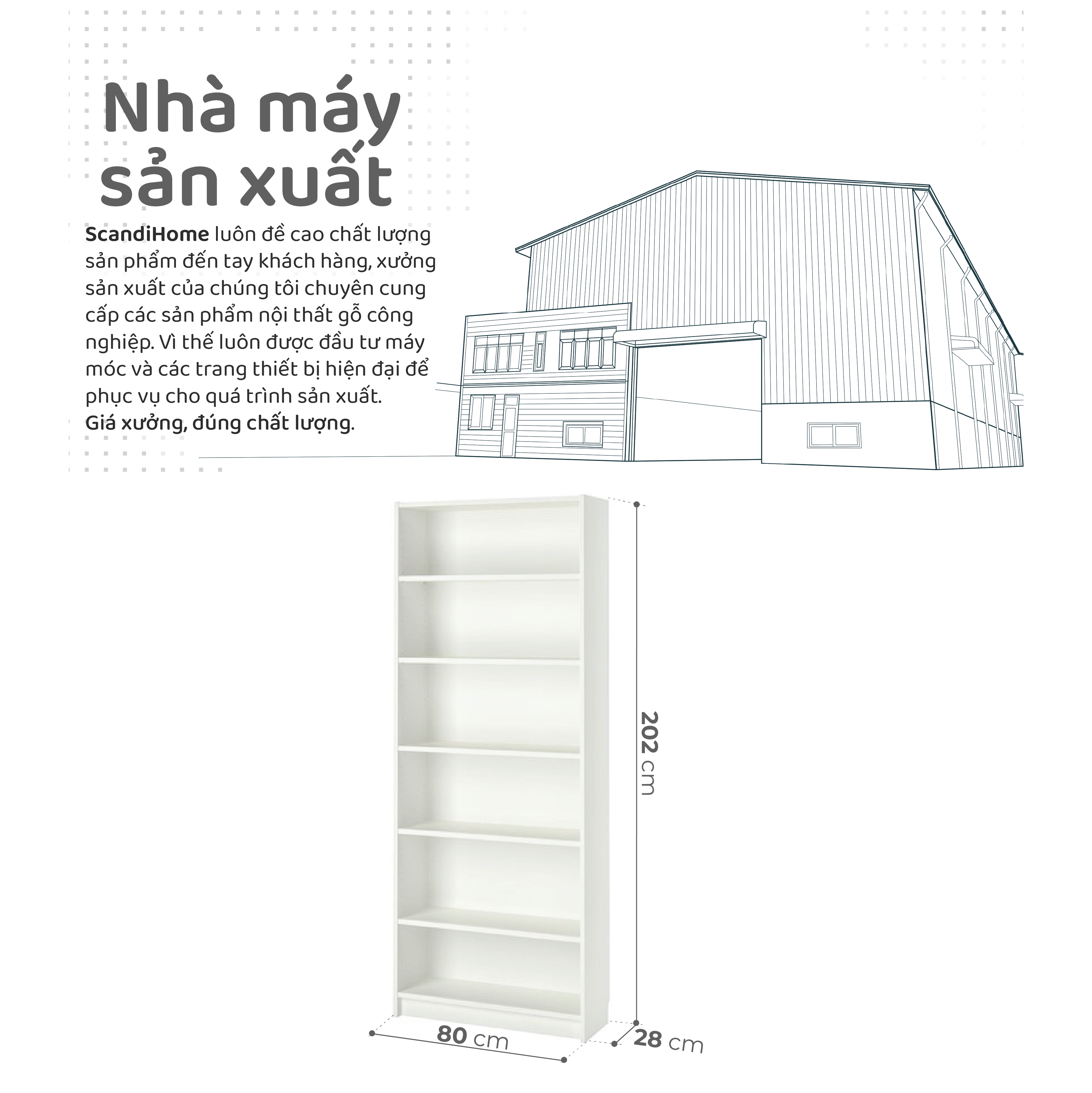 Mô tả JELLY, Kệ sách 3 - 4 - 5 - 6 - 7 tầng SHE_002 Scandi Home, 80x28cm, kệ gỗ - 1