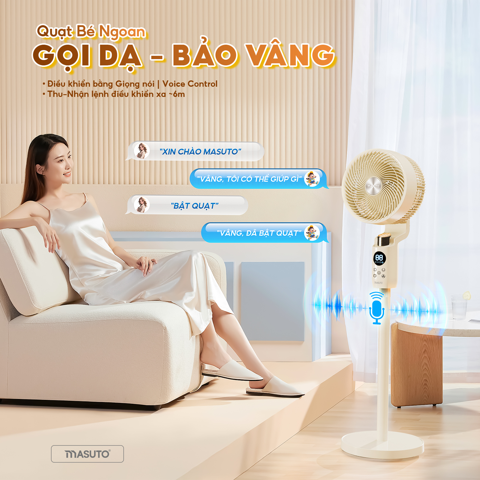 Mô tả Quạt Điện Cây Masuto AI Điều Khiển Bằng Giọng Nói Quạt Mát Ion Âm Bổ Sung Oxy Điều Hòa Không Khí Remote Từ Xa BH 12tháng - 6