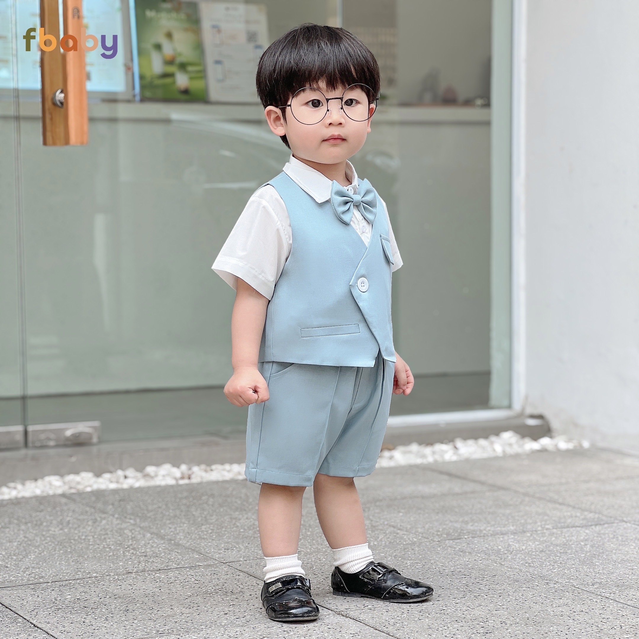 Mô tả Set Bộ Gile Bé Trai Fbaby Cộc Tay 1 Khuy Kèm Sơ Mi, Nơ 2 Màu Thiết Kế Sang Trọng, Lịch Sự Phong Cách Hàn Quốc - 1