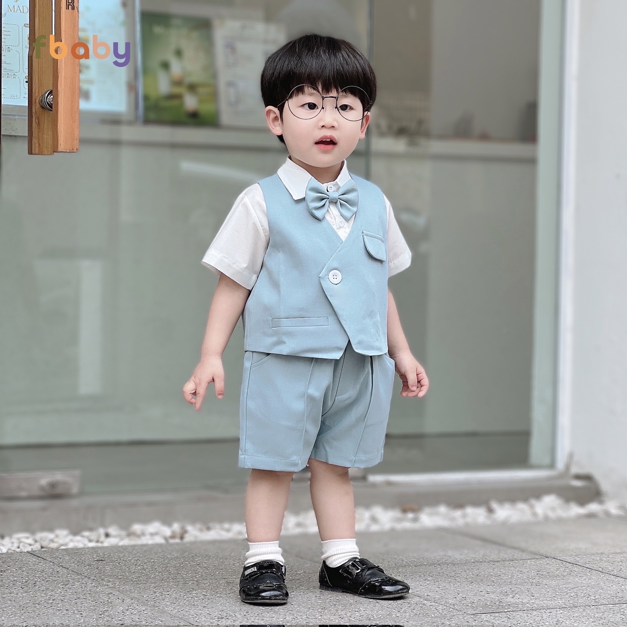 Mô tả Set Bộ Gile Bé Trai Fbaby Cộc Tay 1 Khuy Kèm Sơ Mi, Nơ 2 Màu Thiết Kế Sang Trọng, Lịch Sự Phong Cách Hàn Quốc - 3