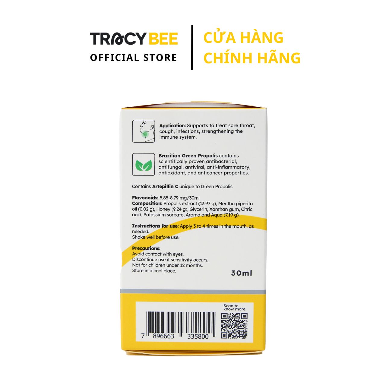 Mô tả Xịt họng keo ong xanh Organic Tracybee vị trái cây - 7